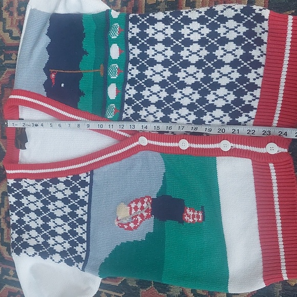 Eddie Bauer 90s Golf Novelty Cardigan Sweater Size Sm - Picture 4 of 6